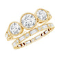 Vintage Inspired Moissanite 3 Stone Wedding Ring Set