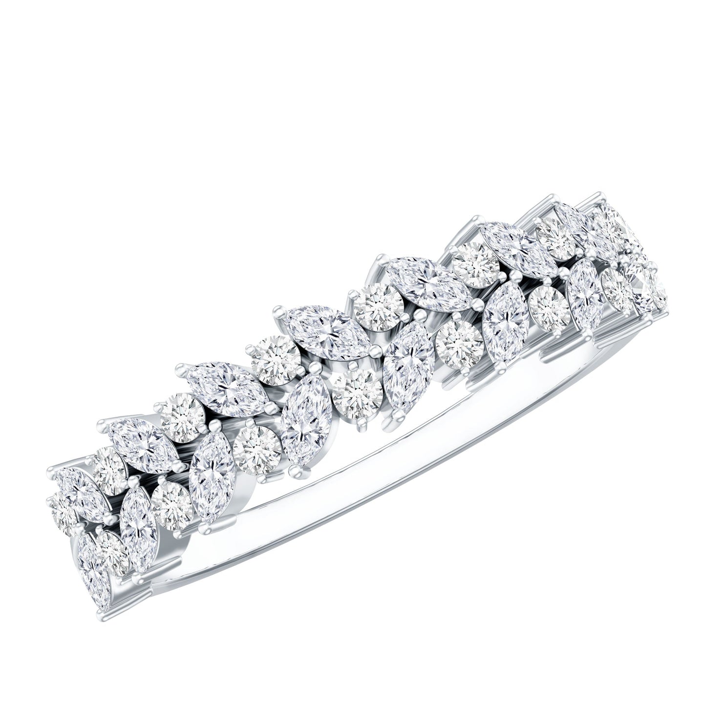 Marquise and Round Moissanite Half Eternity Ring