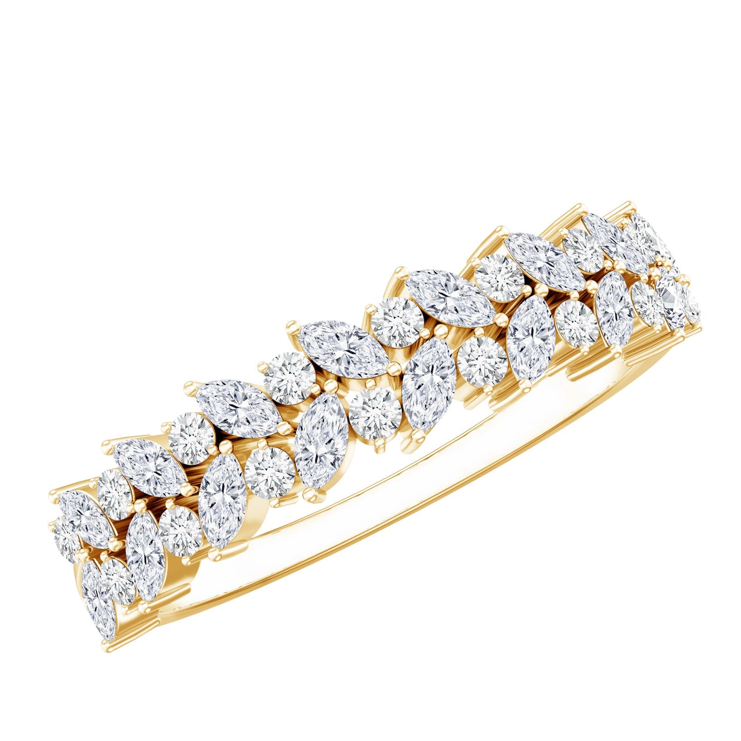 Marquise and Round Moissanite Half Eternity Ring