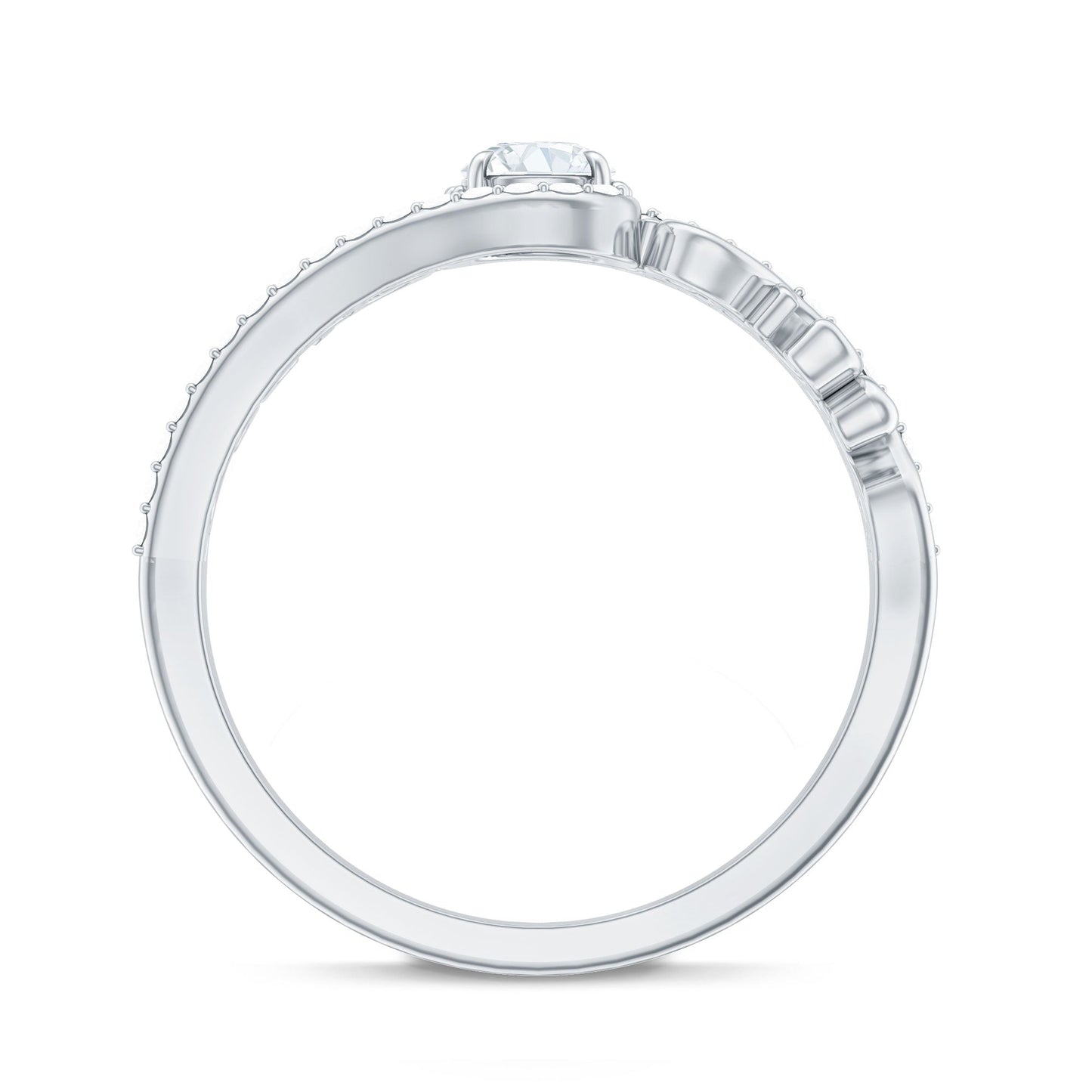 Vintage Style Diamond Engagement Ring with Bypass Shank
