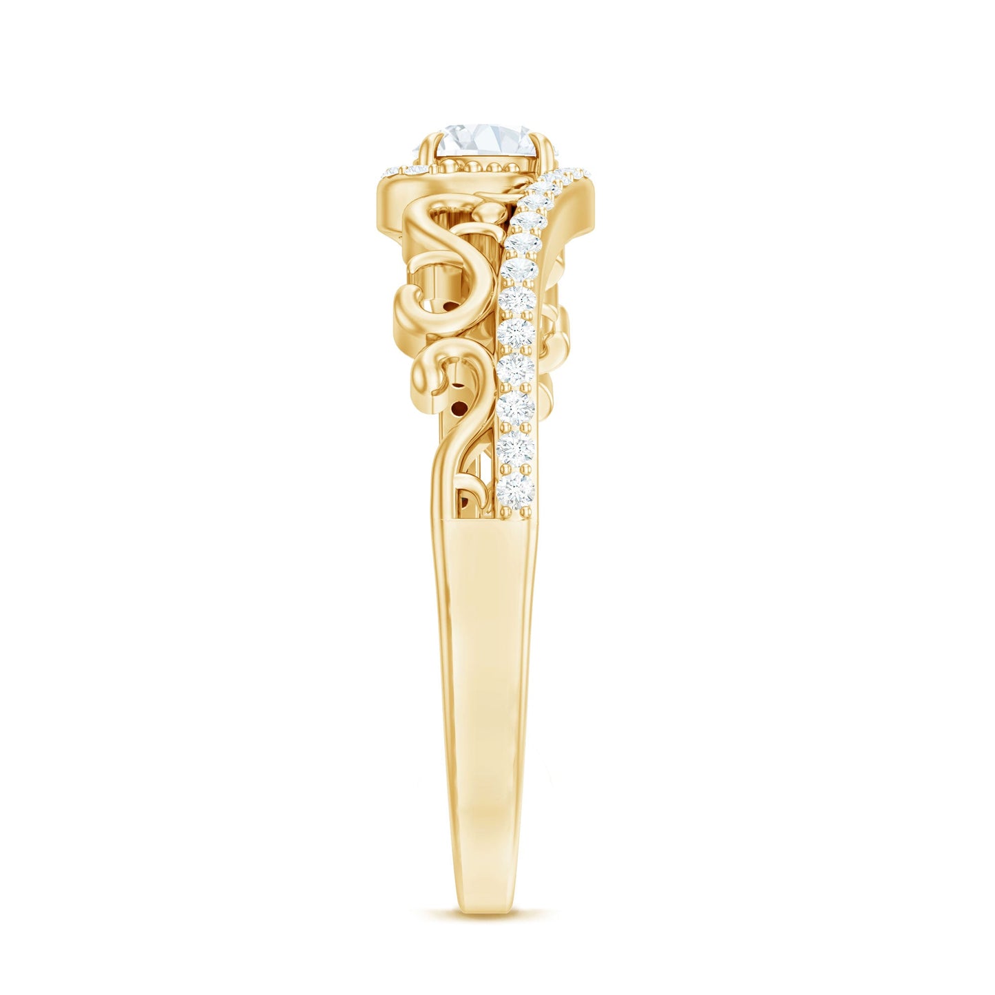 Vintage Style Diamond Engagement Ring with Bypass Shank