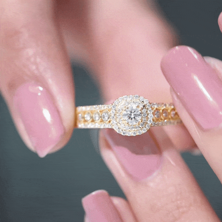 Certified Diamond Halo Engagement Ring For Women