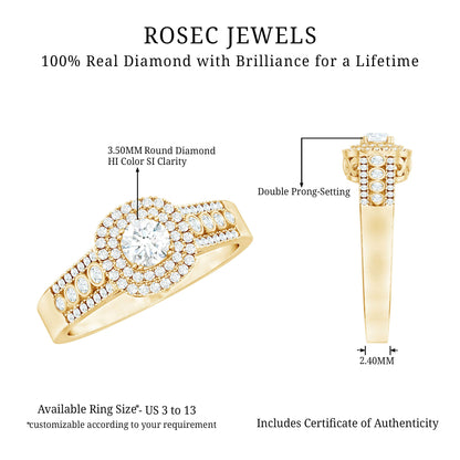 Certified Diamond Halo Engagement Ring For Women