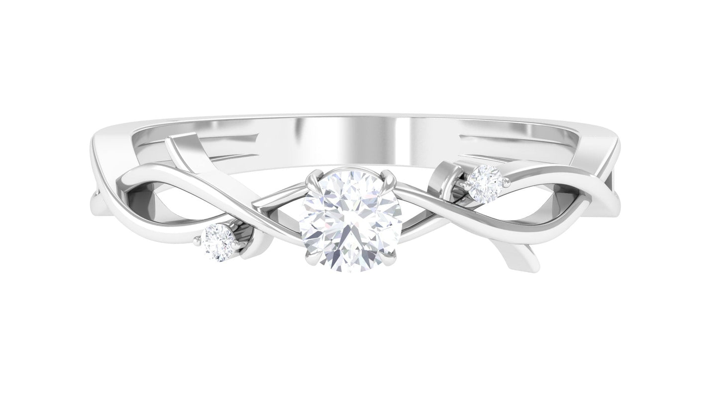 Natural Diamond Promise Ring with Crossover Shank