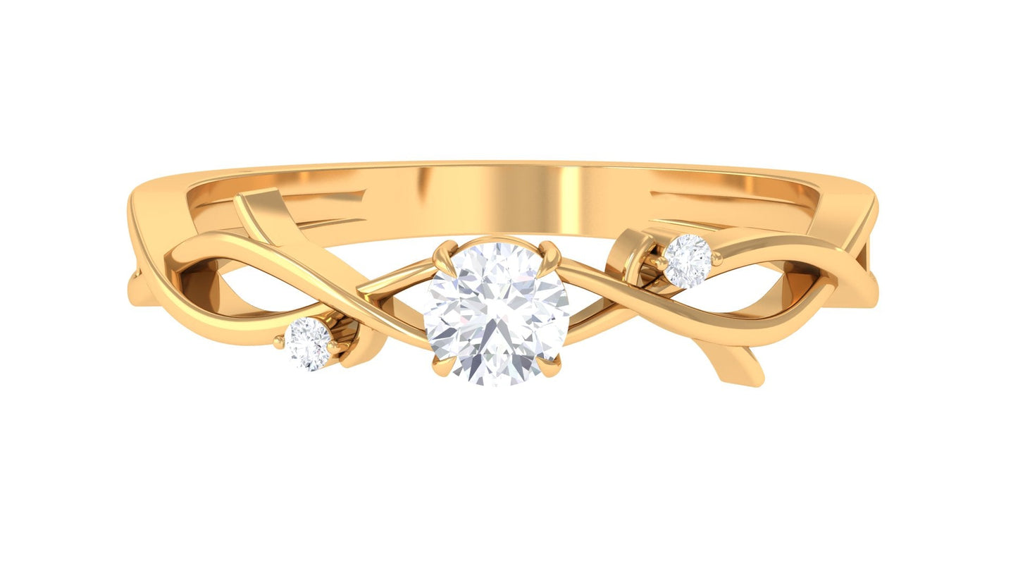 Natural Diamond Promise Ring with Crossover Shank