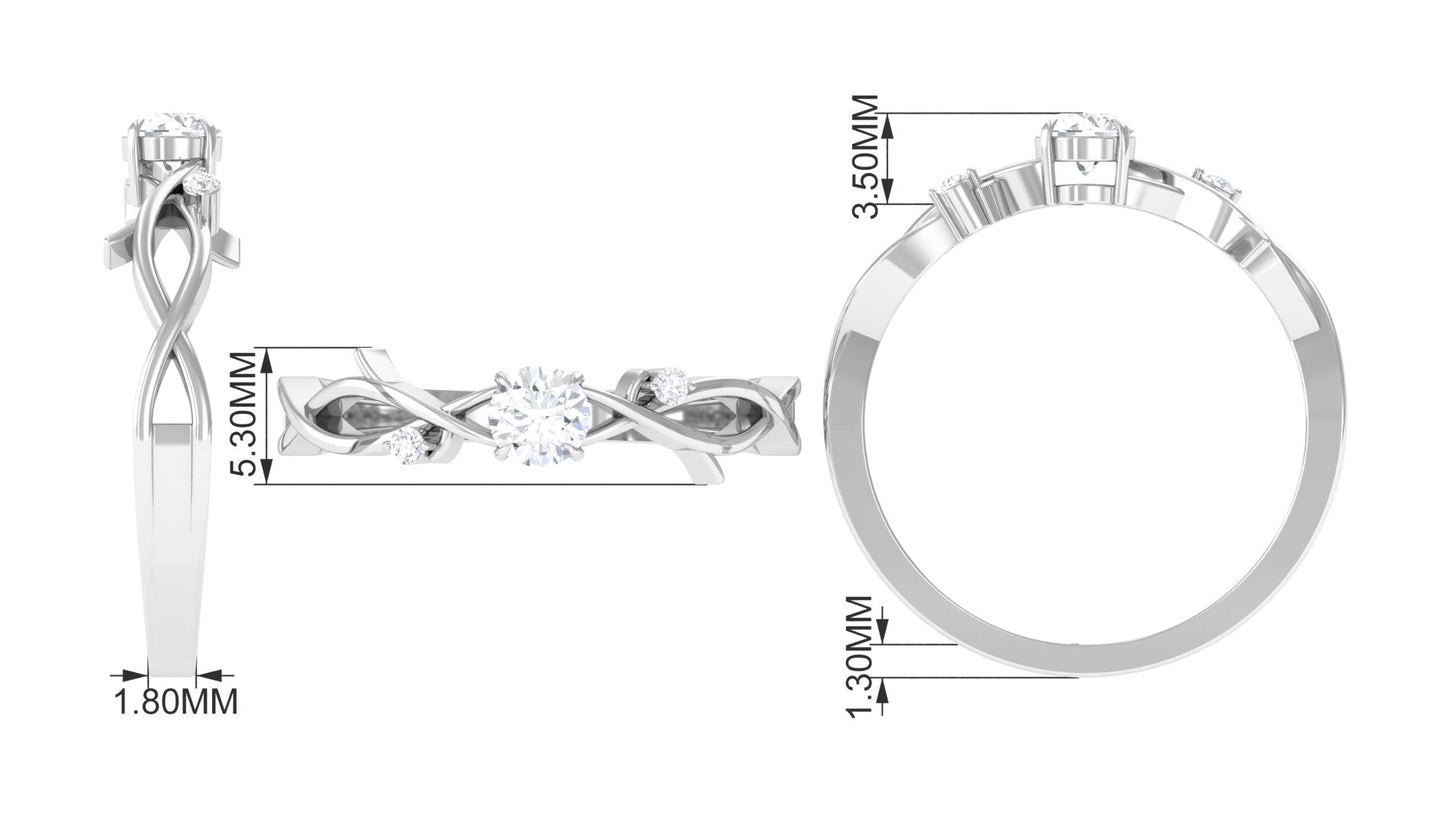Natural Diamond Promise Ring with Crossover Shank