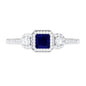 Real Blue Sapphire Princess Cut Blue Sapphire Engagement Ring with Diamond