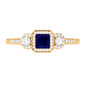 Real Blue Sapphire Princess Cut Blue Sapphire Engagement Ring with Diamond