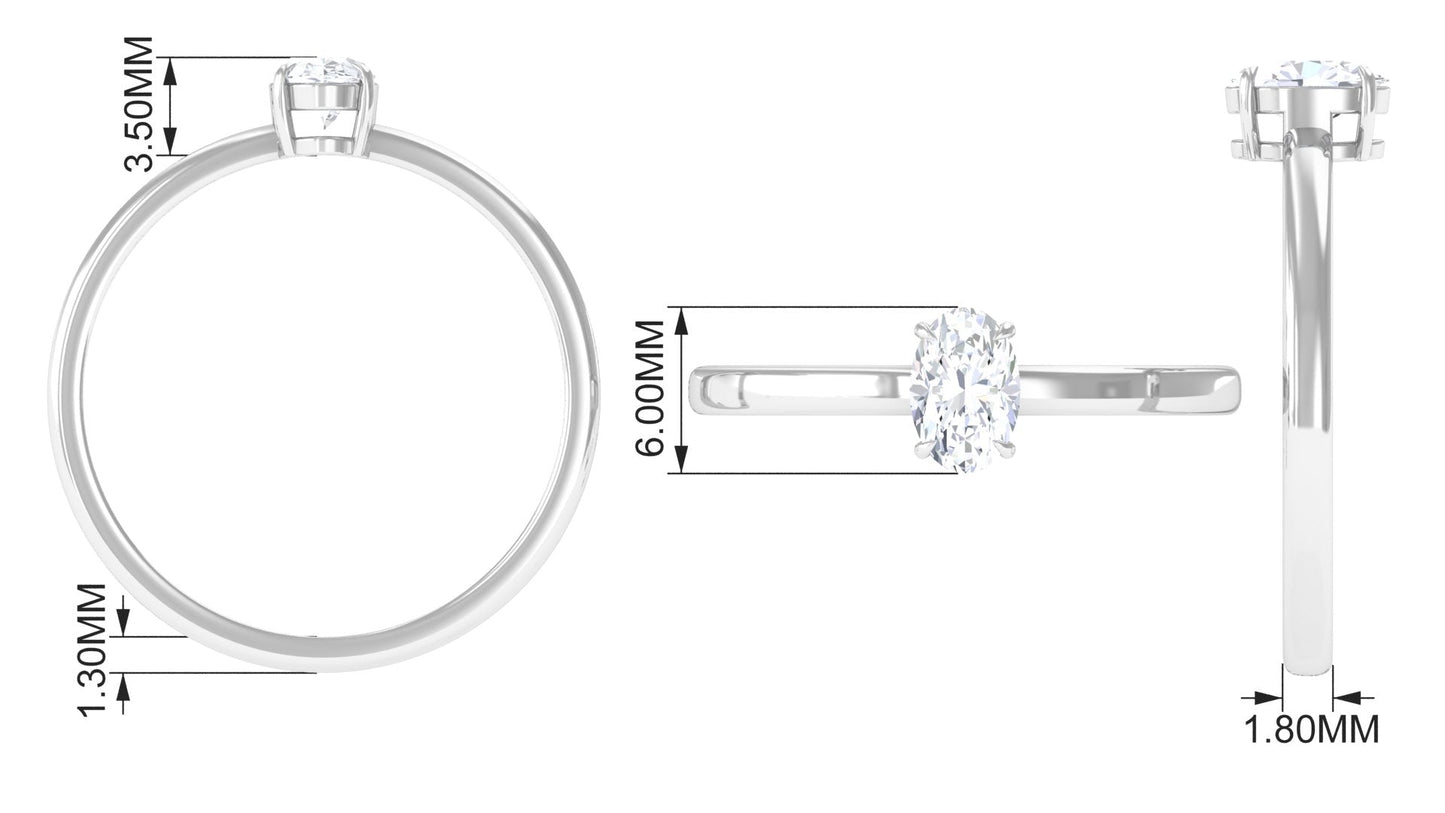 Natural Oval Diamond Solitaire Promise Ring with Certificate