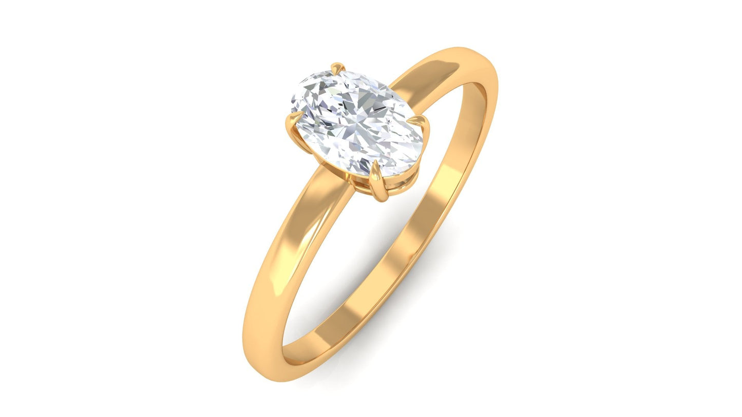 Natural Oval Diamond Solitaire Promise Ring with Certificate