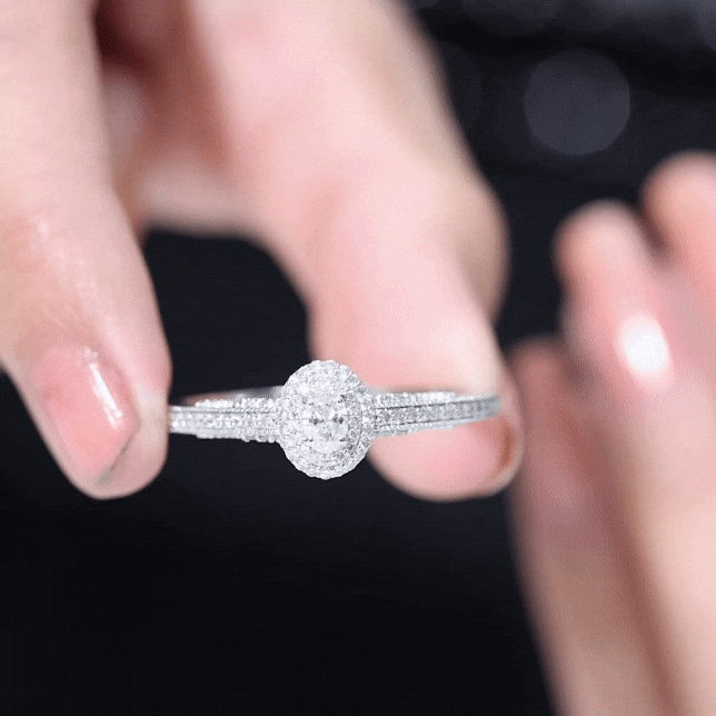 Diamond Double Halo Engagement Ring with Beaded Detailing