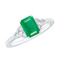 Natural 1.2 Carat Emerald Cut Emerald Diamond Engagement Ring with Celtic Knot
