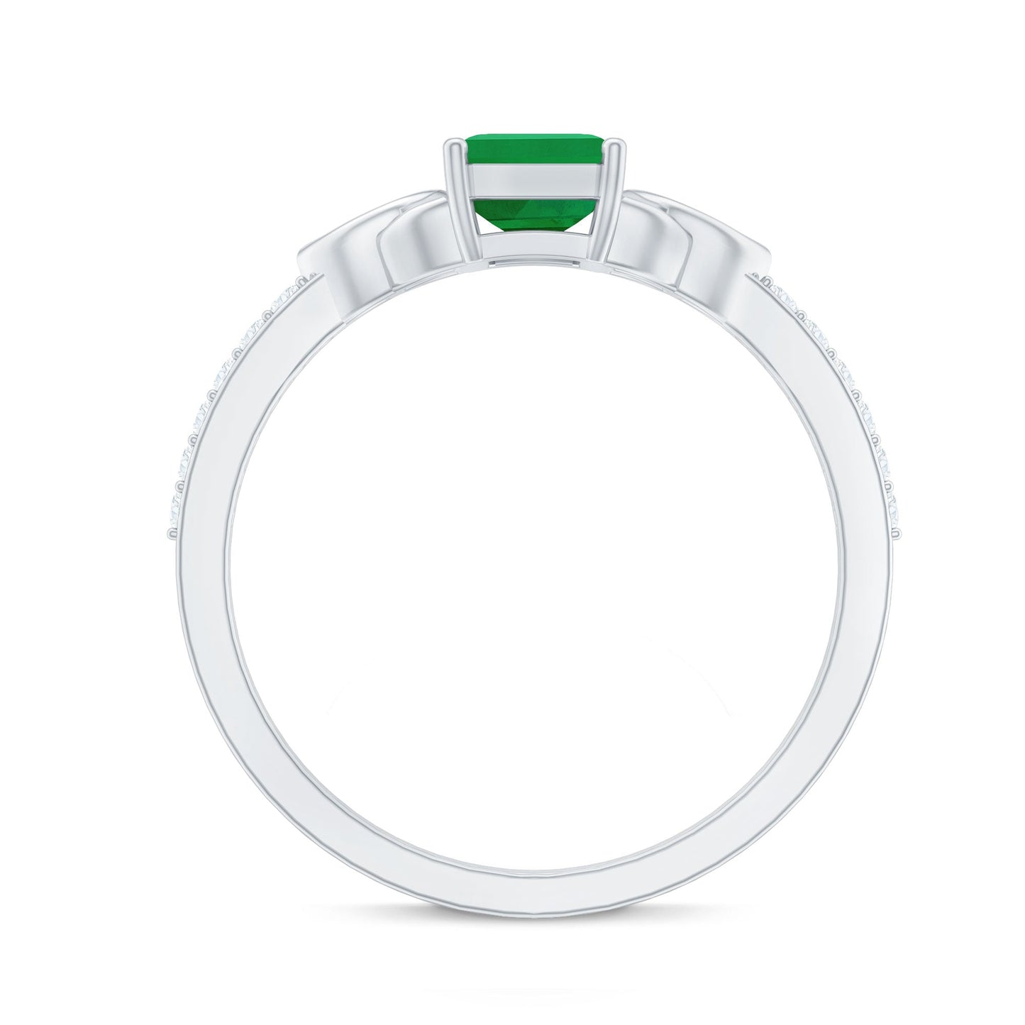 Natural 1.2 Carat Emerald Cut Emerald Diamond Engagement Ring with Celtic Knot