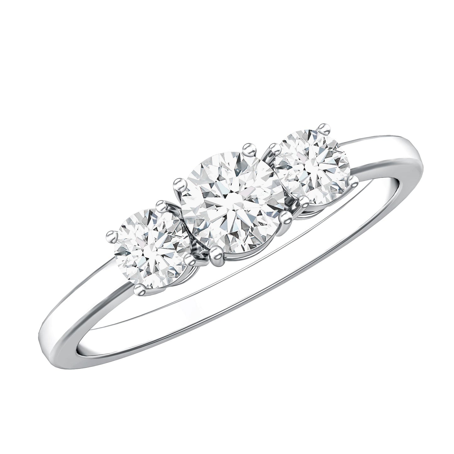 Natural Diamond 3 Stone Engagement Ring with Certificate