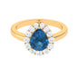 1.7 Carat Pear Shape London Blue Topaz Halo Engagement Ring with Diamond