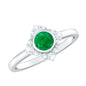 Natural Bezel Set 0.4 Carat Emerald Flower Engagement Ring with Diamond