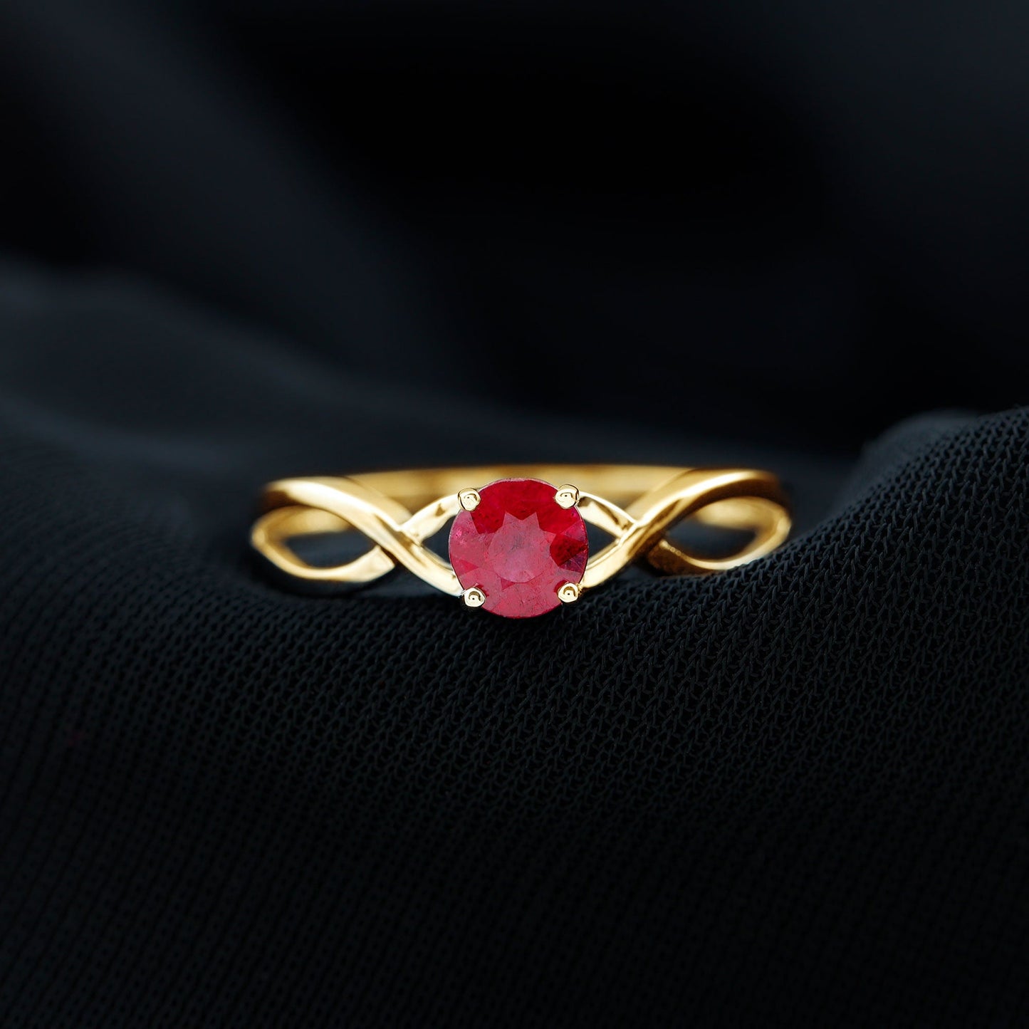 Natural 0.6 Carat Ruby Promise Ring with Crossover Shank