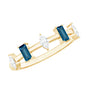 Baguette London Blue Topaz and Marquise Diamond Half Eternity Ring