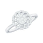 Certified Natural Diamond Flower Engagement Ring in Illusion Set