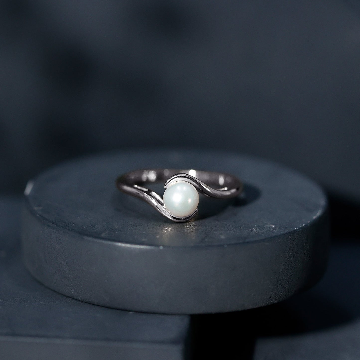 Cultured 2.2 Carat Freshwater Pearl Engagement Ring with Bypass Shank