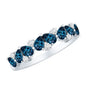 Pear Shape London Blue Topaz Half Eternity Band with Lab Made Diamond