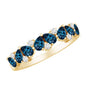 Pear Shape London Blue Topaz Half Eternity Band with Lab Made Diamond