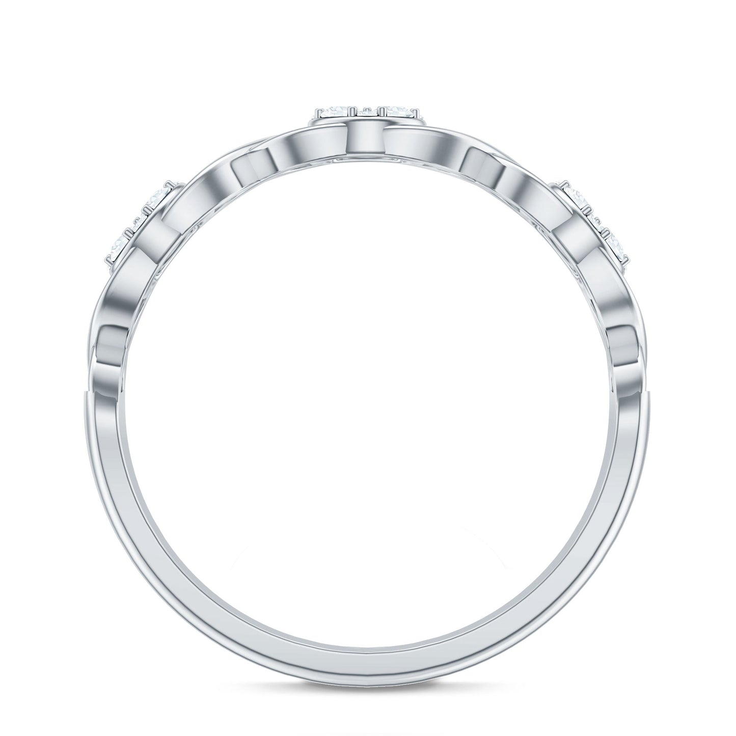 Natural Diamond Infinity Band Ring with Certificate