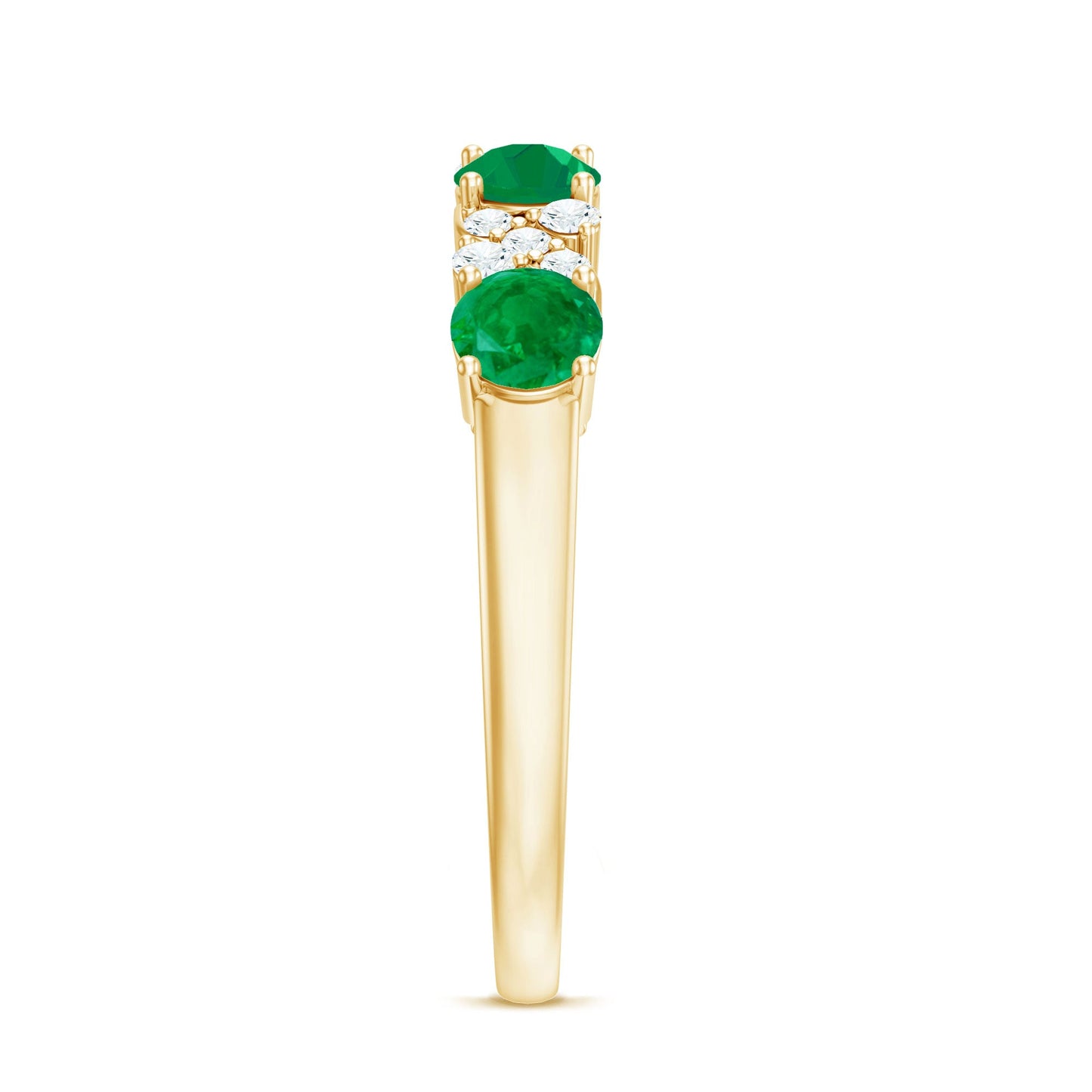 Natural Emerald Diamond Half Eternity Anniversary Band with Certificate