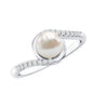 Freshwater Pearl Solitaire Bypass Engagement Ring with Diamond Accent
