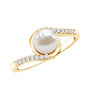 Freshwater Pearl Solitaire Bypass Engagement Ring with Diamond Accent