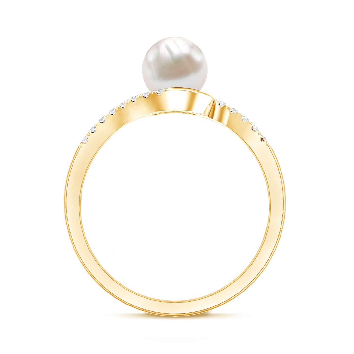 Freshwater Pearl Solitaire Bypass Engagement Ring with Diamond Accent