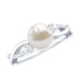 Genuine 7.4 Carat Freshwater Pearl Engagement Ring with Diamond Crossover Shank
