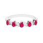Real Pear Shape Ruby Half Eternity Ring with Diamond for Women