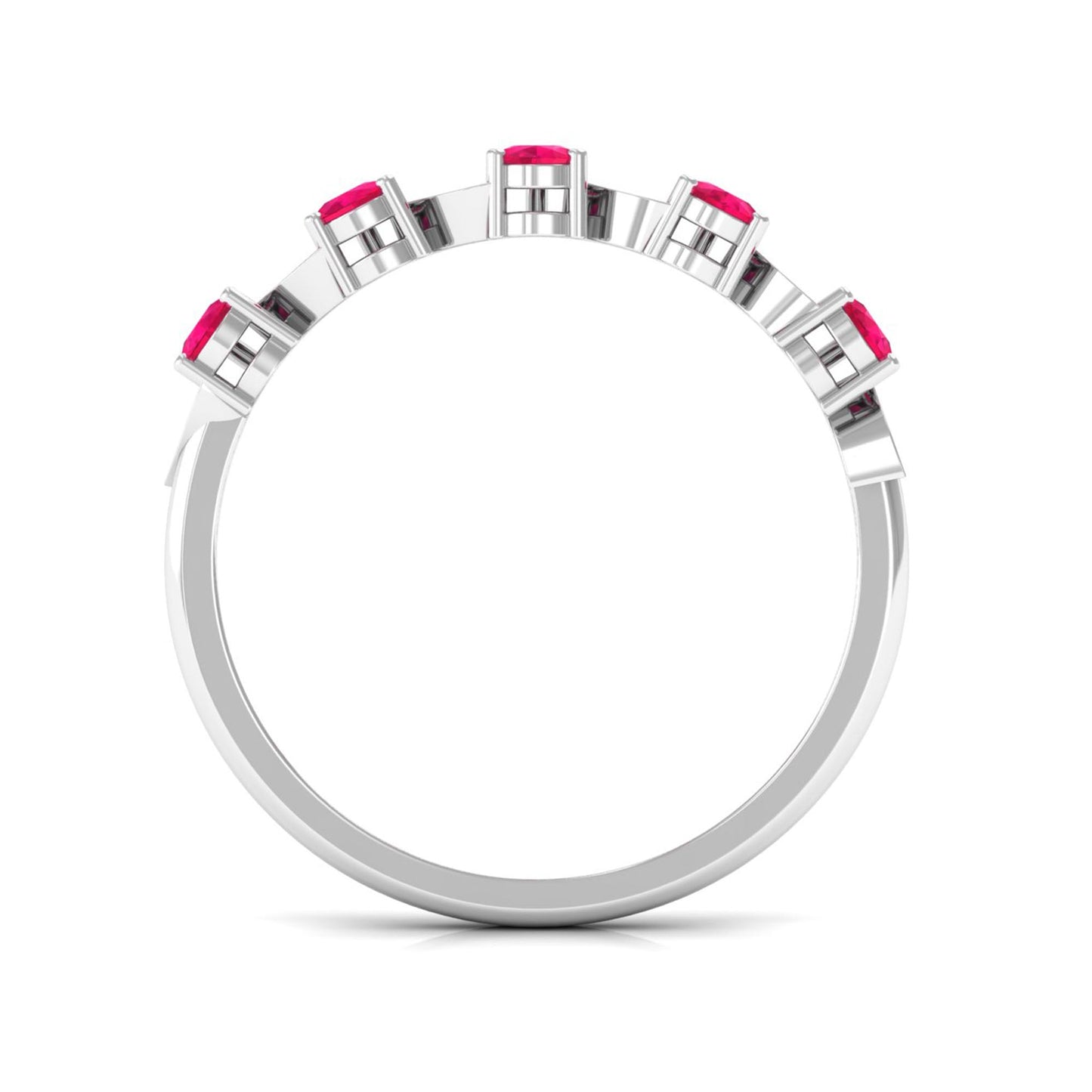 Real Pear Shape Ruby Half Eternity Ring with Diamond for Women