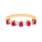 Real Pear Shape Ruby Half Eternity Ring with Diamond for Women