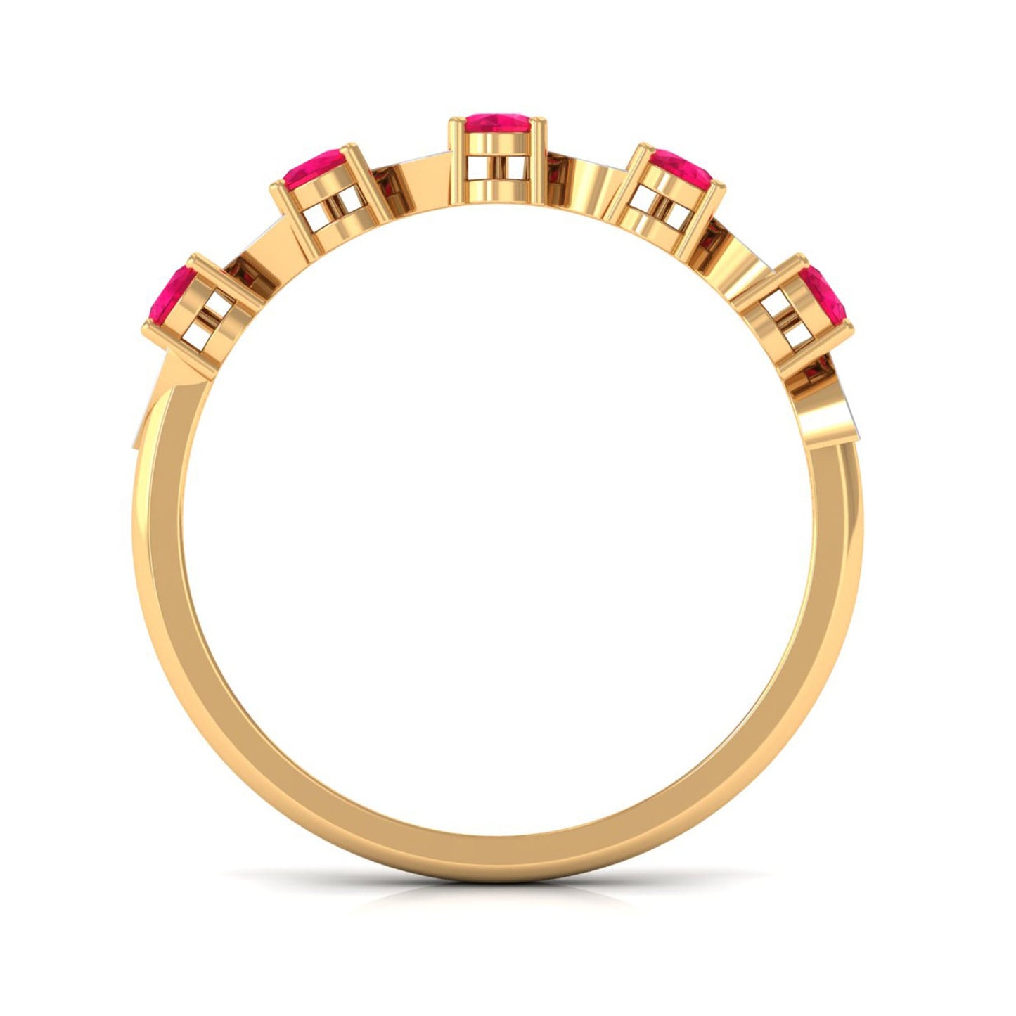 Real Pear Shape Ruby Half Eternity Ring with Diamond for Women