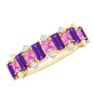 Lab Created Pink Sapphire and Amethyst Half Eternity Band with Diamond