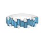 Baguette London Blue Topaz Uneven Eternity Ring with Diamond