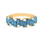 Baguette London Blue Topaz Uneven Eternity Ring with Diamond