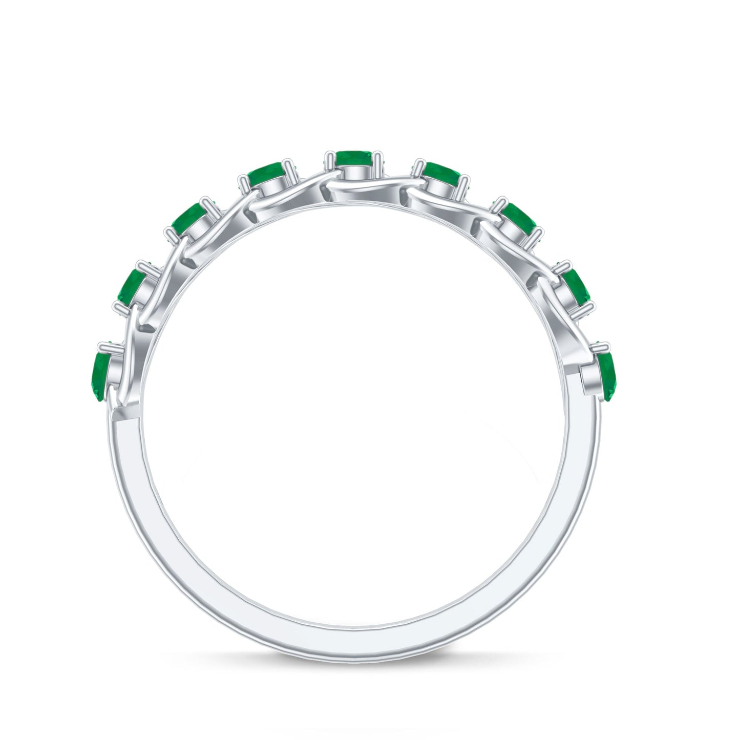 Genuine Green Emerald Braided Half Eternity Band