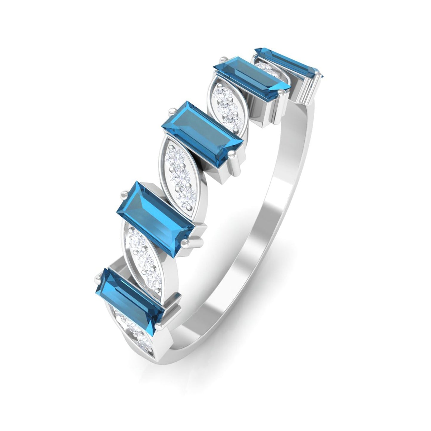 Baguette London Blue Topaz and Diamond Designer Eternity Band