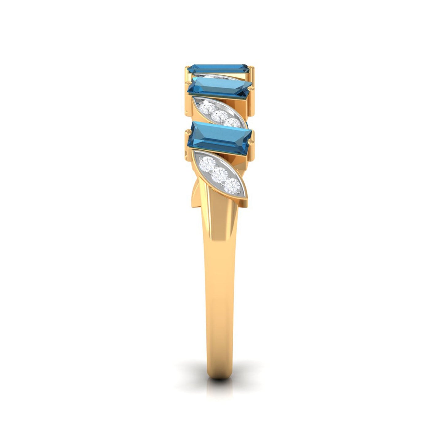 Baguette London Blue Topaz and Diamond Designer Eternity Band
