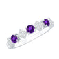 Real Amethyst Half Eternity Ring with Diamond for Women