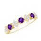Real Amethyst Half Eternity Ring with Diamond for Women