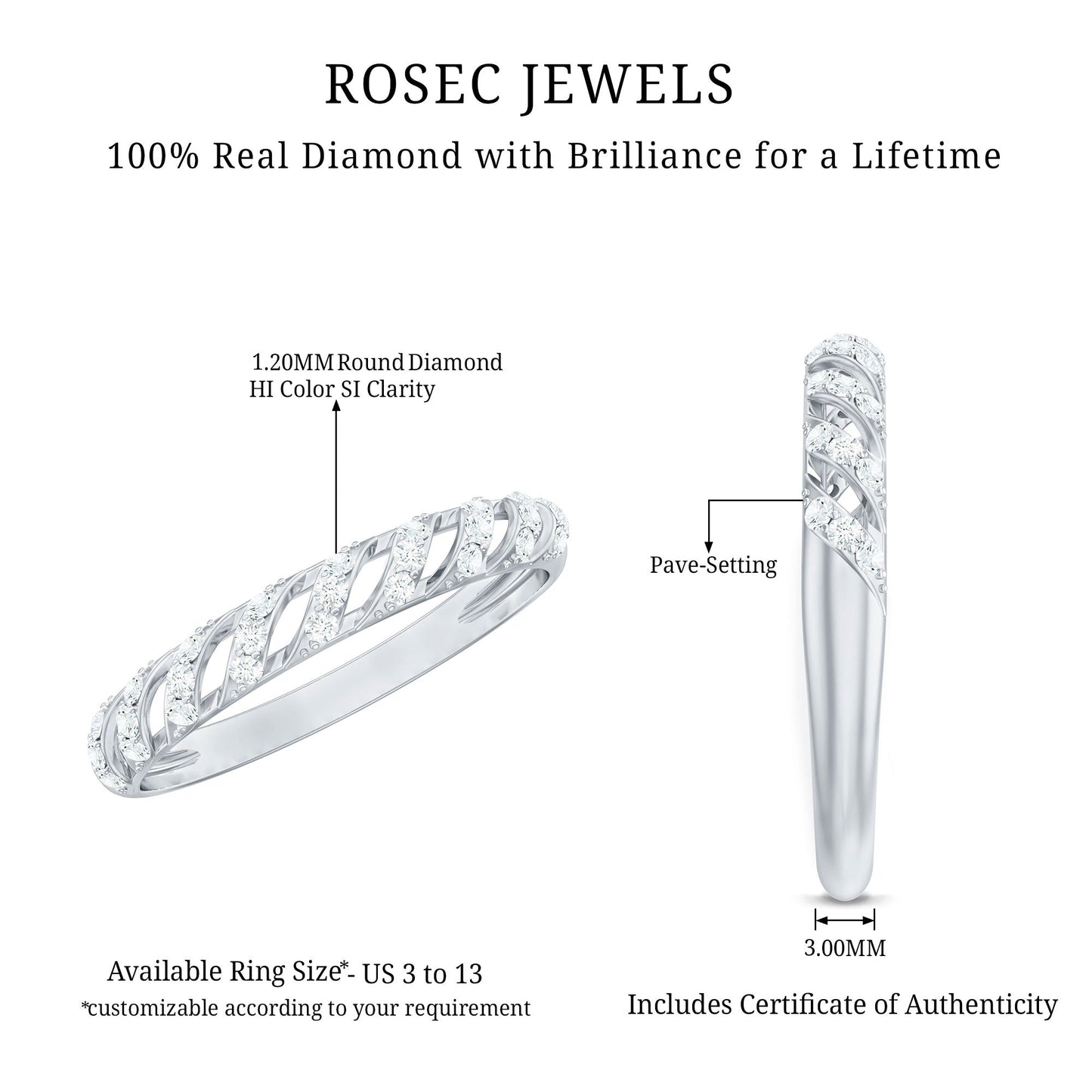 Elegant Round Shape Diamond Half Eternity Ring