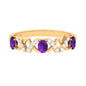Natural Oval Amethyst Half Eternity Ring with Diamond