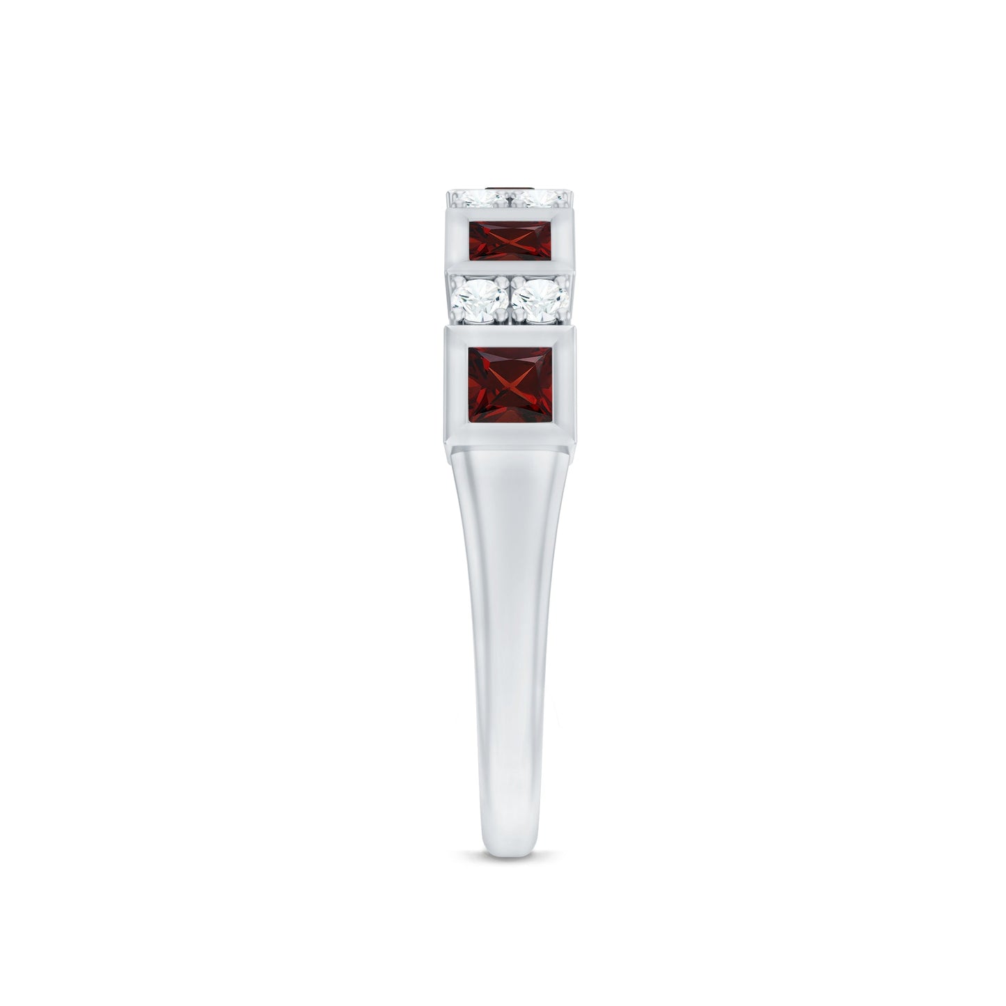 Certified Natural Garnet Diamond Half Eternity Anniversary Ring