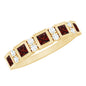 Certified Natural Garnet Diamond Half Eternity Anniversary Ring