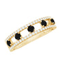 Round Cut Black Onyx and Diamond Half Eternity Band Ring