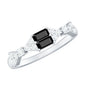 Genuine Black Onyx and Diamond Half Eternity Wedding Band